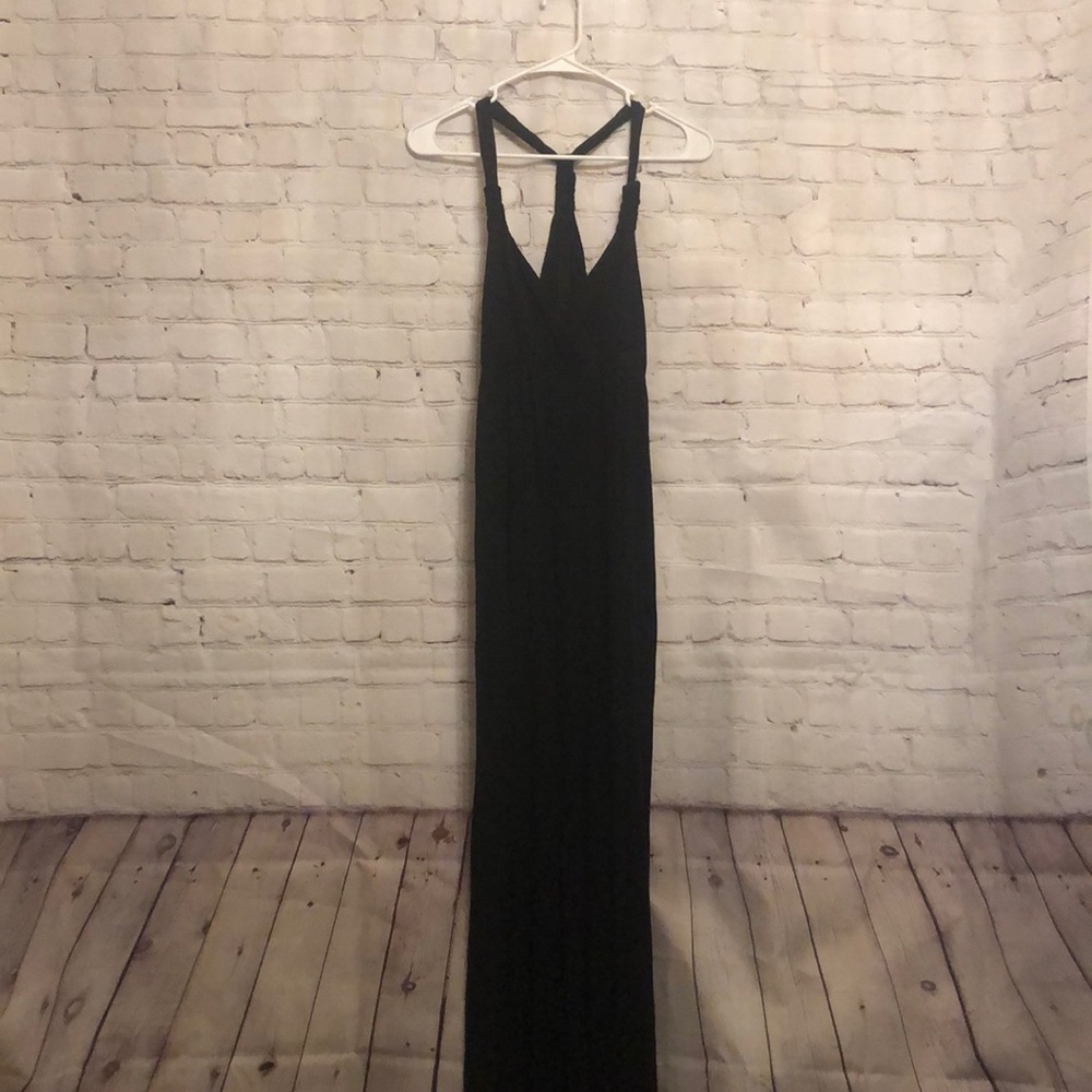Pink rose black Maxi dress